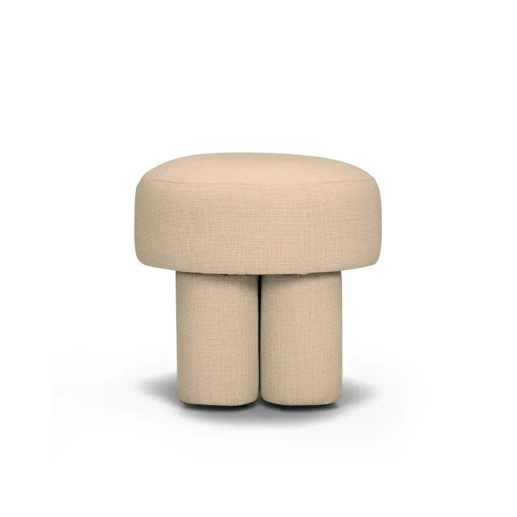 Masha Yellow and White Performance Fabric Upholstered Accent Stool