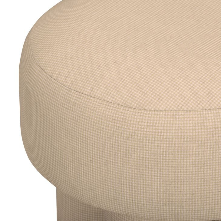 Masha Yellow and White Performance Fabric Upholstered Accent Stool