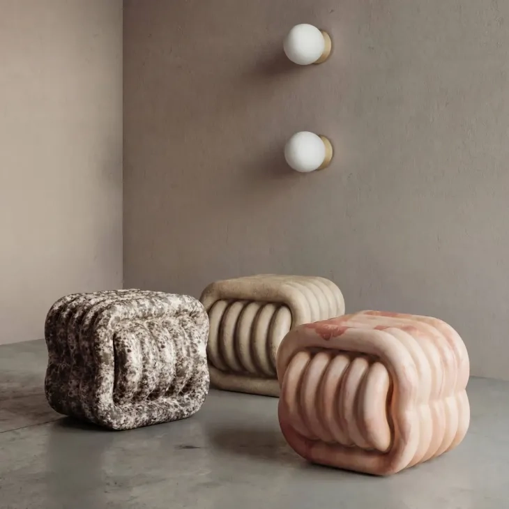 Love Knot Pink Marble Outdoor Concrete Accent Stool