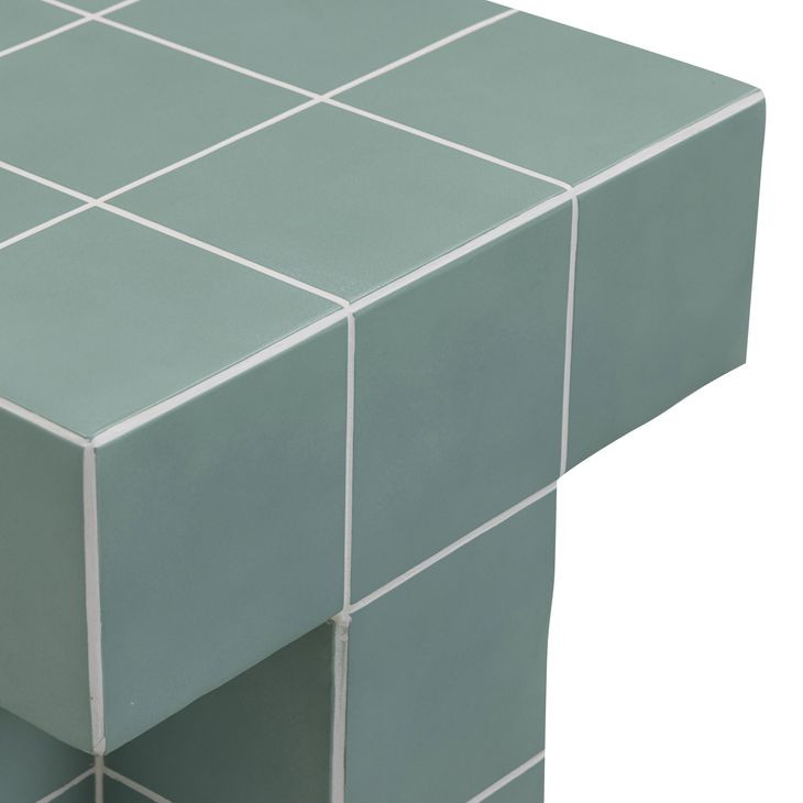 Alma Green Square Outdoor Concrete Top Side Table