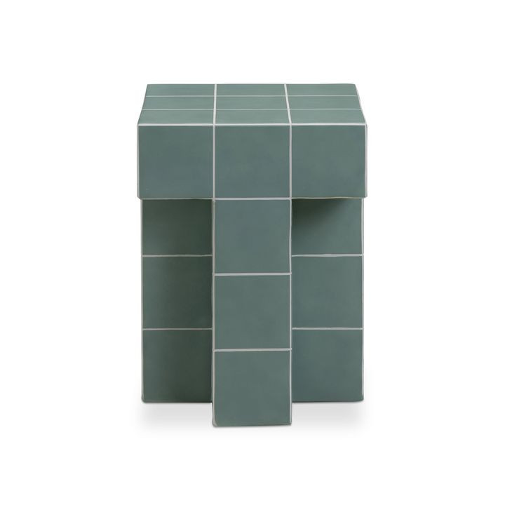 Alma Green Square Outdoor Concrete Top Side Table