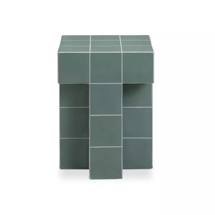 Alma Green Square Outdoor Concrete Top Side Table