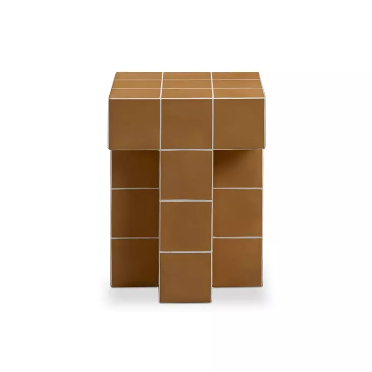 Alma Orange Square Outdoor Concrete Top Side Table