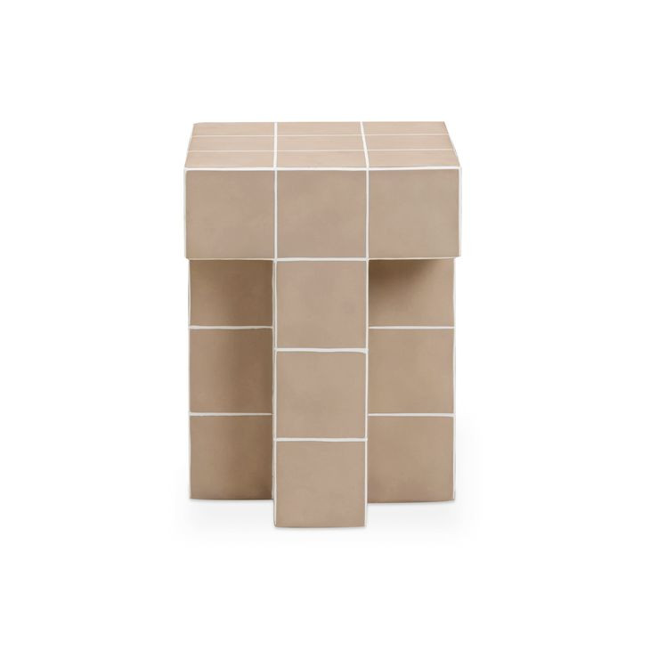 Alma Taupe Square Outdoor Concrete Top Side Table