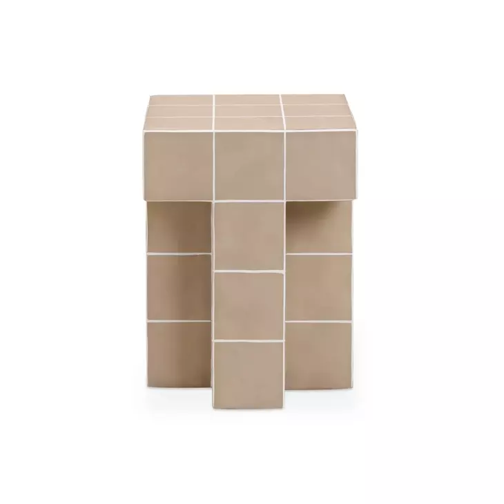 Alma Taupe Square Outdoor Concrete Top Side Table