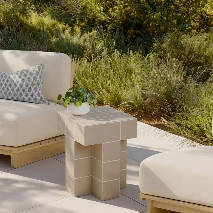 Alma Taupe Square Outdoor Concrete Top Side Table