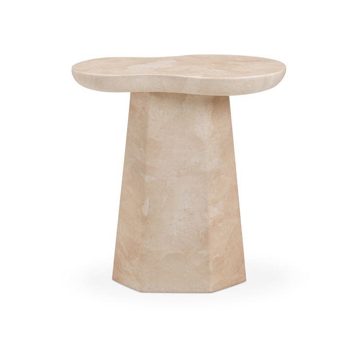 Zaya Rose Marble Round Concrete Top Side Table