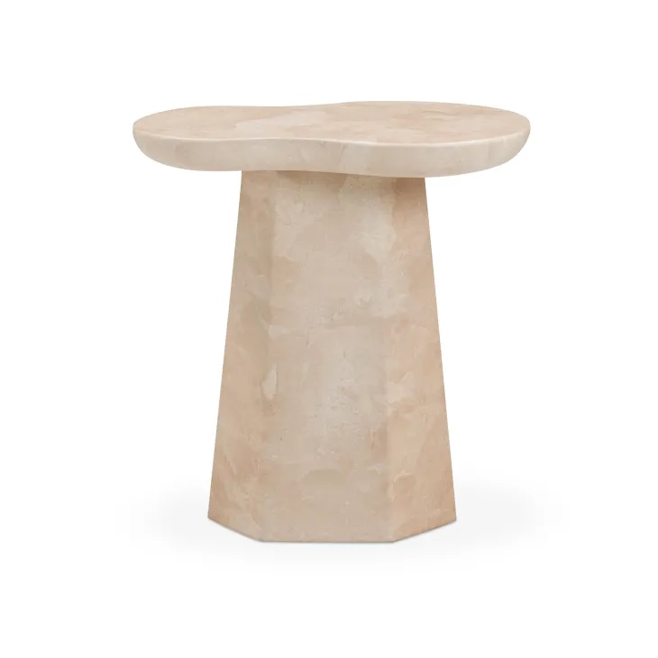Zaya Rose Marble Round Concrete Top Side Table