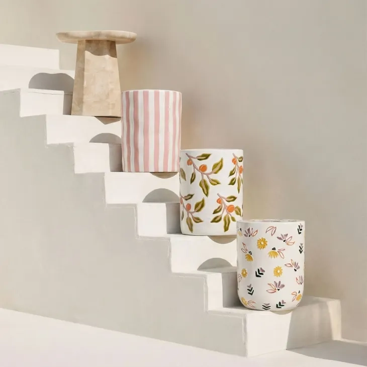 Zaya Rose Marble Round Concrete Top Side Table