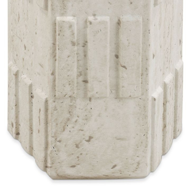 Asta Travertine Round Outdoor Concrete Top Side Table