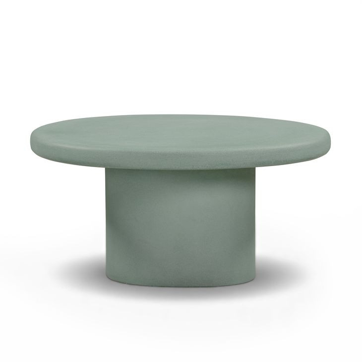 Jade Green Round Outdoor Concrete Top Medium Coffee Table
