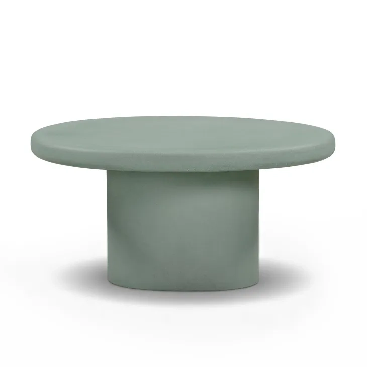 Jade Green Round Outdoor Concrete Top Medium Coffee Table