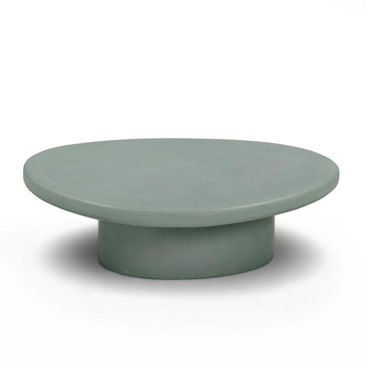 Jade Green Round Outdoor Concrete Top Occassional Table Set
