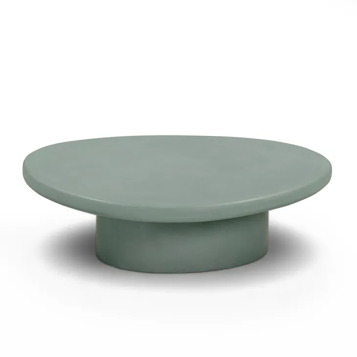 Jade Green Round Outdoor Concrete Top Large Coffee Table