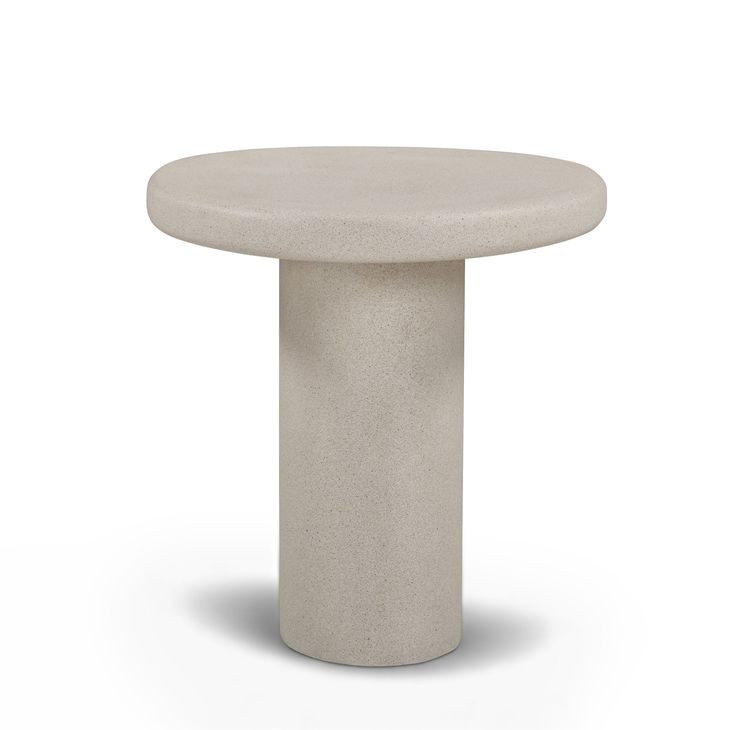 Jade Cream Round Outdoor Concrete Top Occassional Table Set
