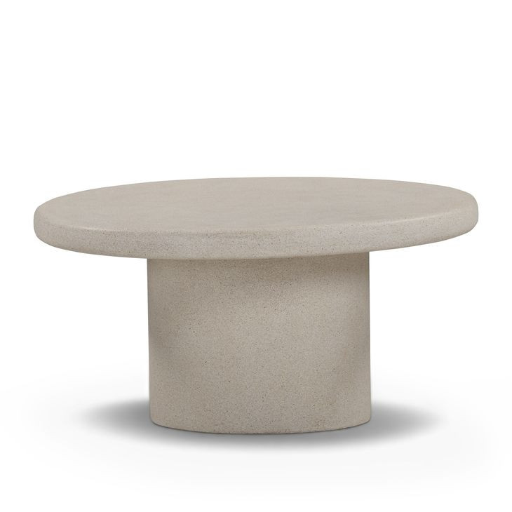 Jade Cream Round Outdoor Concrete Top Medium Coffee Table