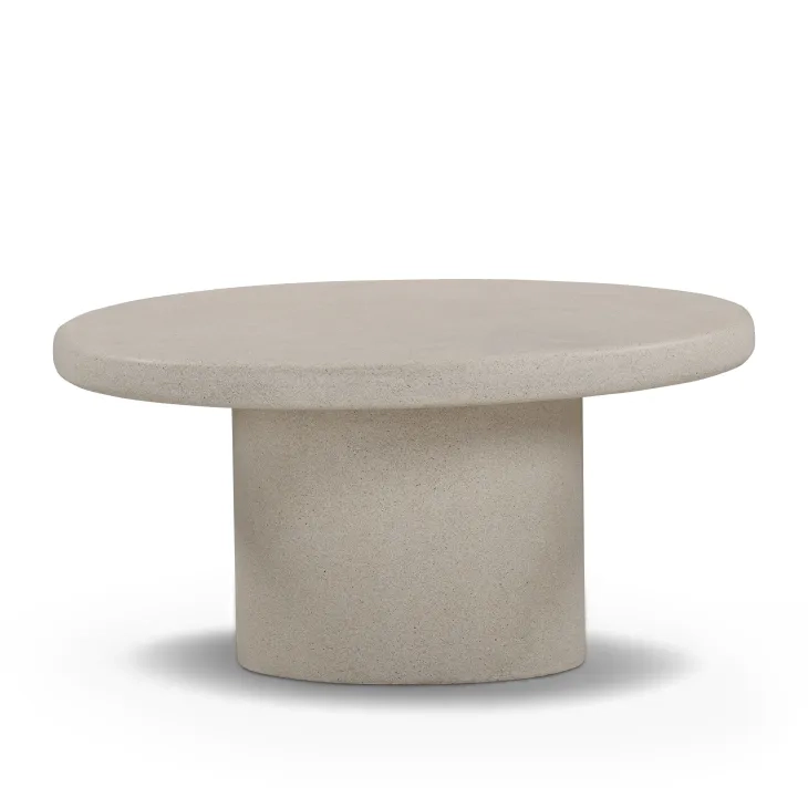 Jade Cream Round Outdoor Concrete Top Medium Coffee Table