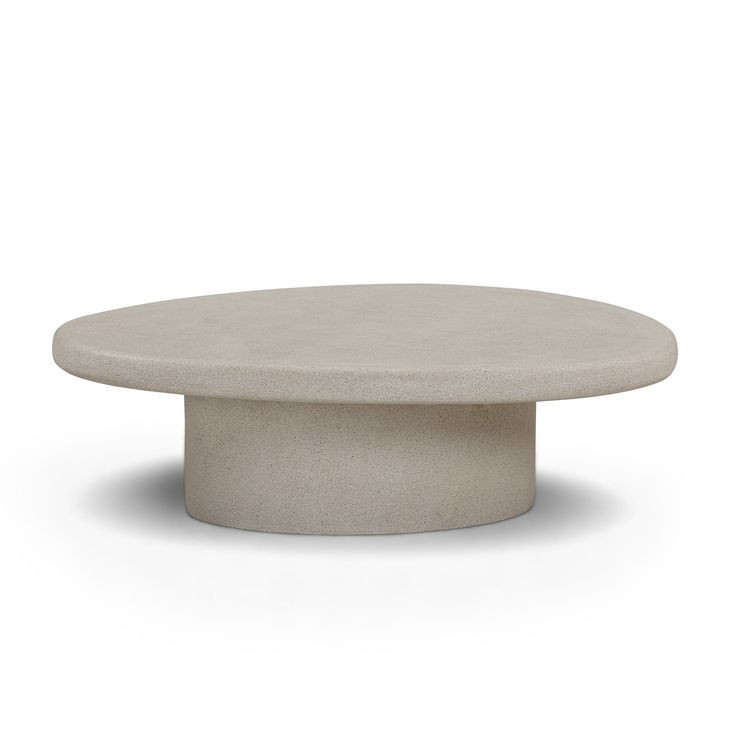 Jade Cream Round Outdoor Concrete Top Large Coffee Table