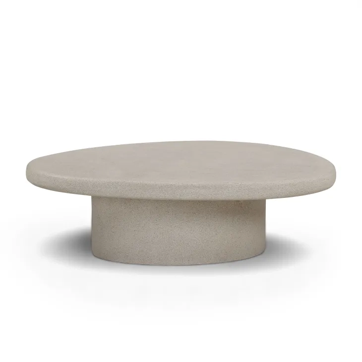 Jade Cream Round Outdoor Concrete Top Large Coffee Table