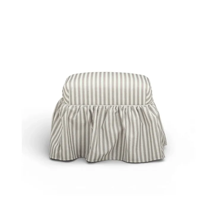 Gertrude Khaki Performance Fabric Upholstered Square Skirted Ottoman