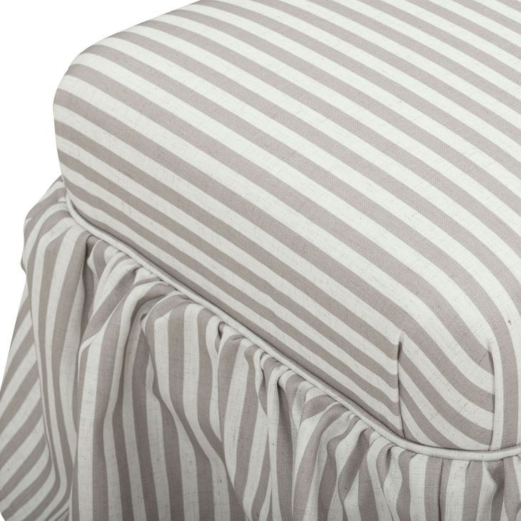 Gertrude Khaki Performance Fabric Upholstered Square Skirted Ottoman