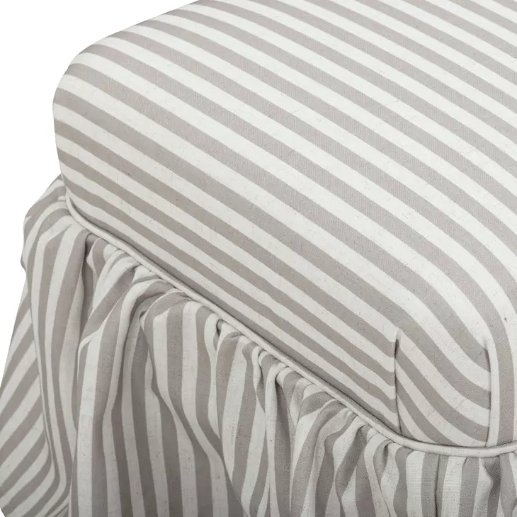 Gertrude Khaki Performance Fabric Upholstered Square Skirted Ottoman