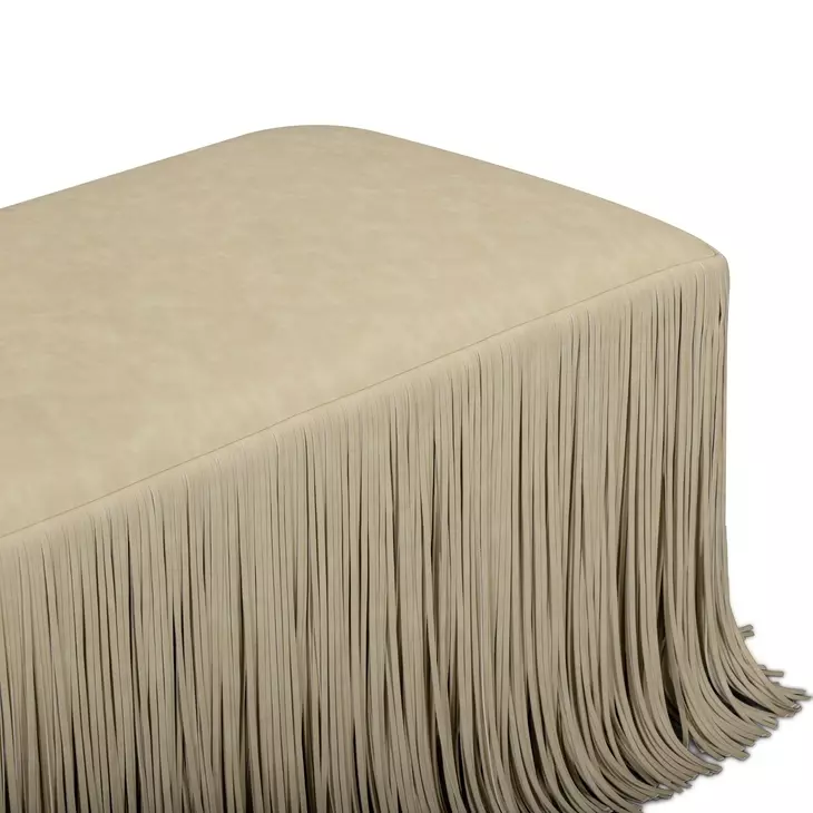 Shag Me Distressed Tan Upholstered Accent Bench
