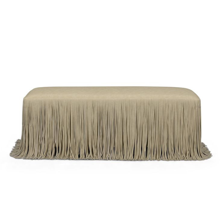 Shag Me Distressed Tan Upholstered Accent Bench