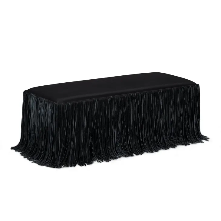 Shag Me Black Upholstered Accent Bench