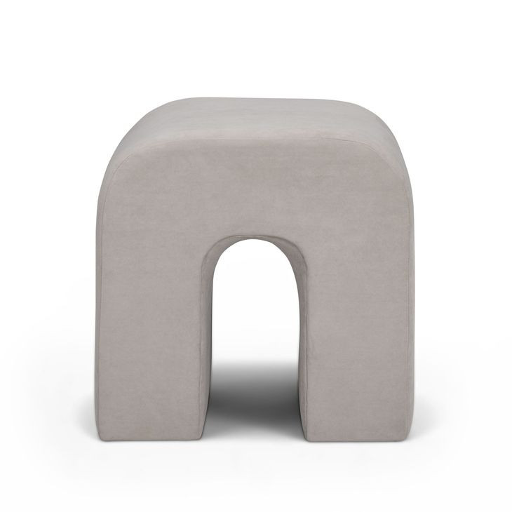 Desi Taupe Performance Fabric Upholstered Square Ottoman