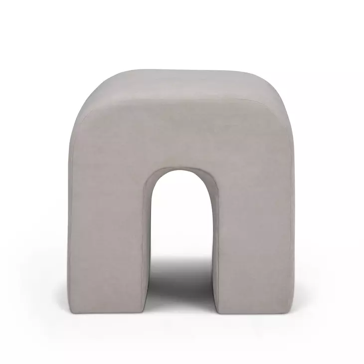 Desi Taupe Performance Fabric Upholstered Square Ottoman
