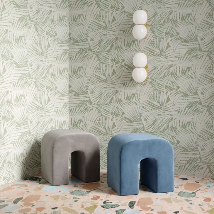 Desi Taupe Performance Fabric Upholstered Square Ottoman