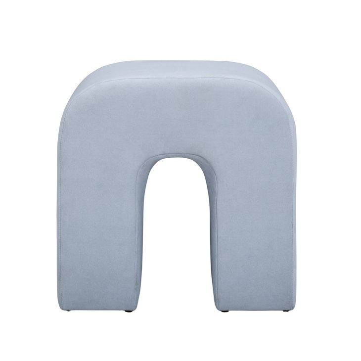 Desi Light Blue Performance Fabric Upholstered Square Ottoman