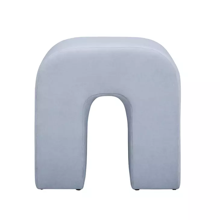 Desi Light Blue Performance Fabric Upholstered Square Ottoman