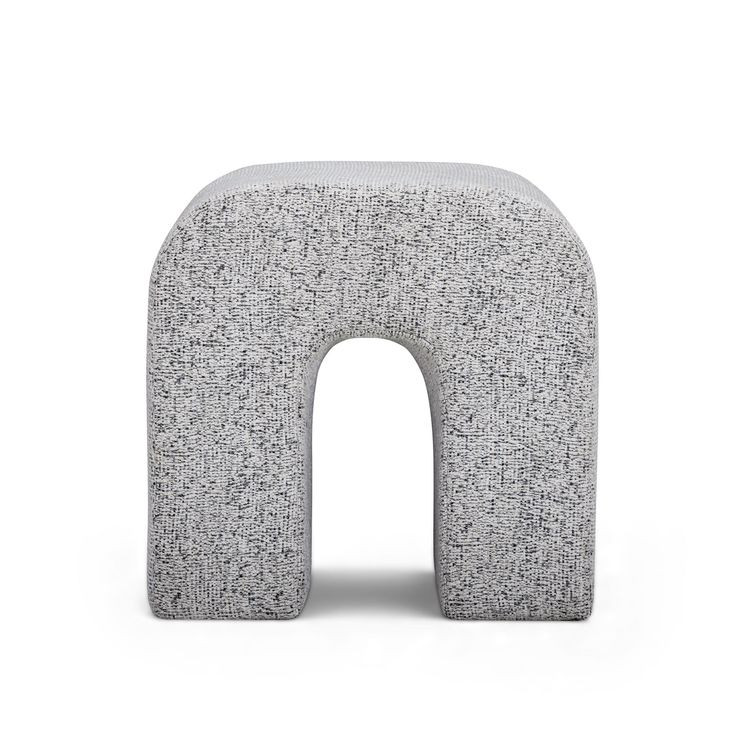 Desi Black and White Performance Fabric Upholstered Square Ottoman
