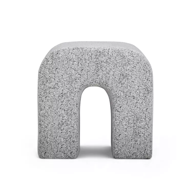 Desi Black and White Performance Fabric Upholstered Square Ottoman
