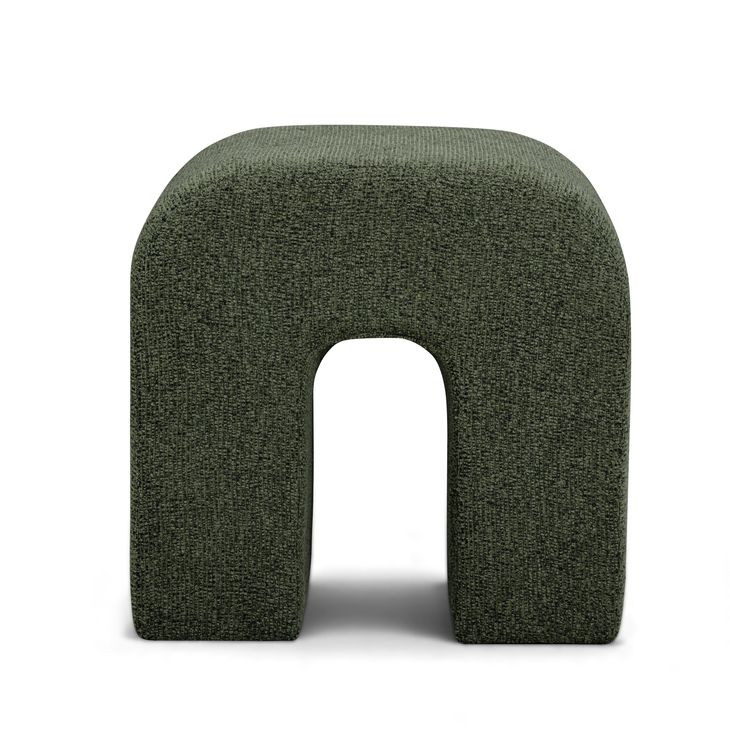 Desi Green Performance Fabric Upholstered Square Ottoman