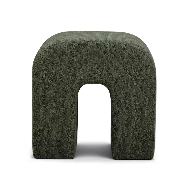 Desi Green Performance Fabric Upholstered Square Ottoman