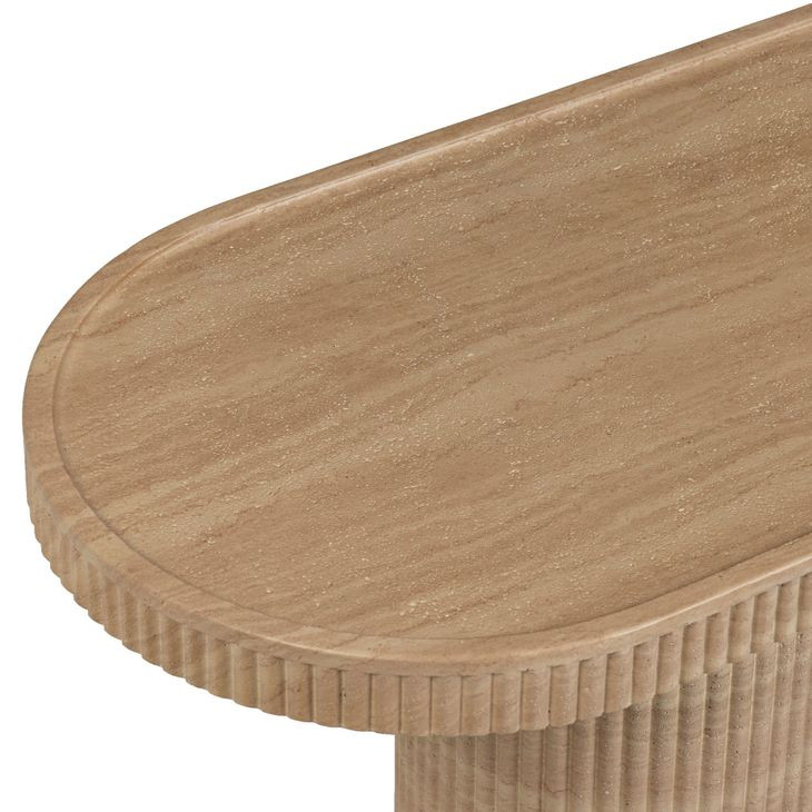 Darcy Faux Travertine Oval Outdoor Concrete Top Console Table