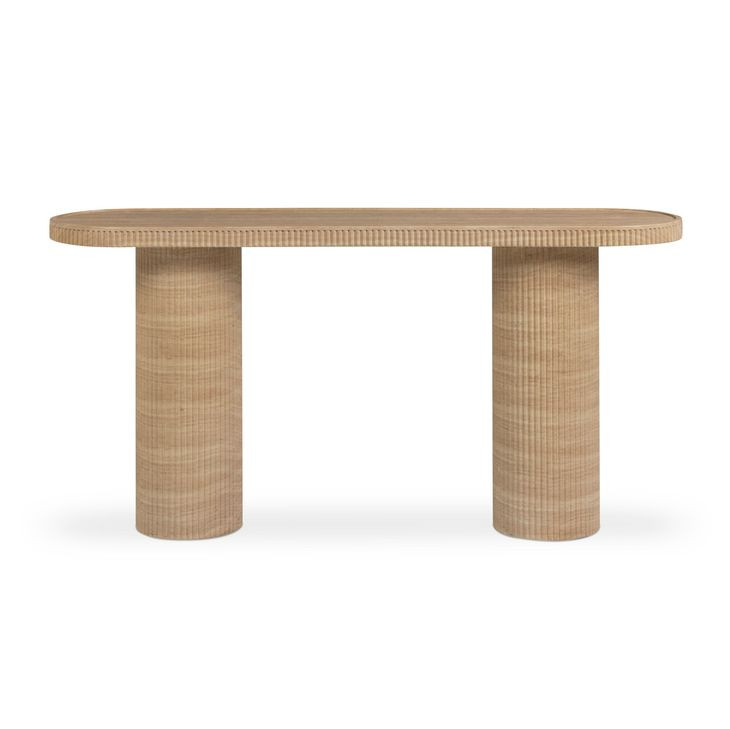 Darcy Faux Travertine Oval Outdoor Concrete Top Console Table