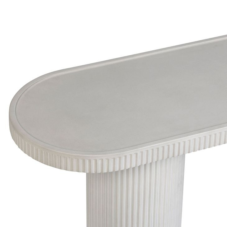 Darcy White Oval Outdoor Concrete Top Console Table