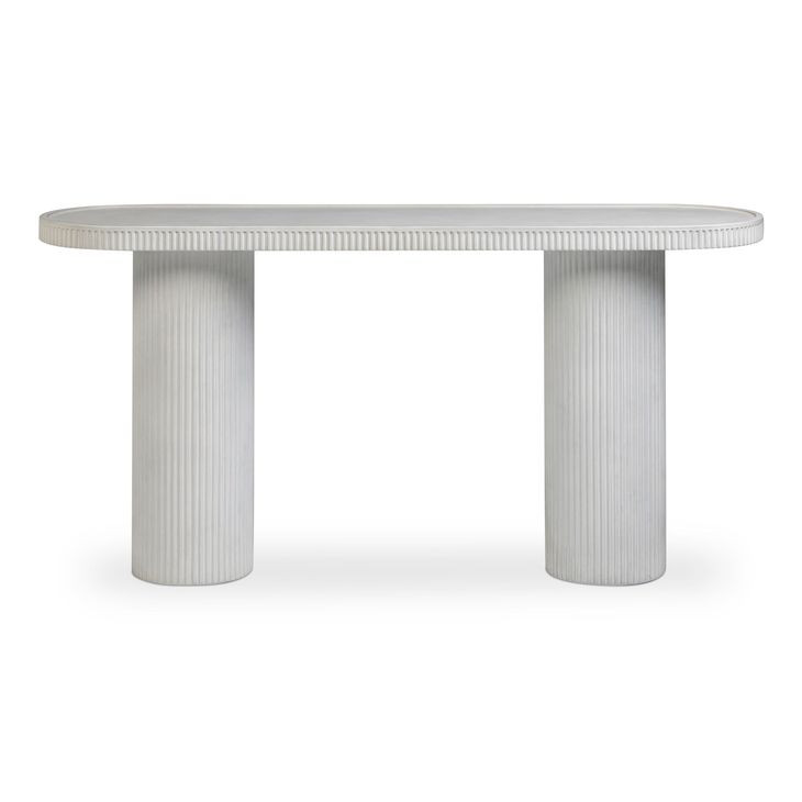 Darcy White Oval Outdoor Concrete Top Console Table