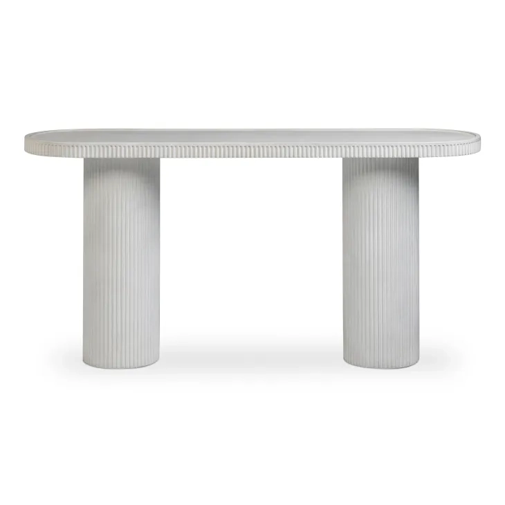 Darcy White Oval Outdoor Concrete Top Console Table