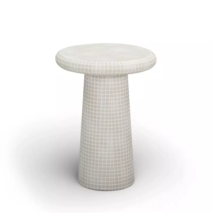 Monica Beige Outdoor Round Tall Side Table