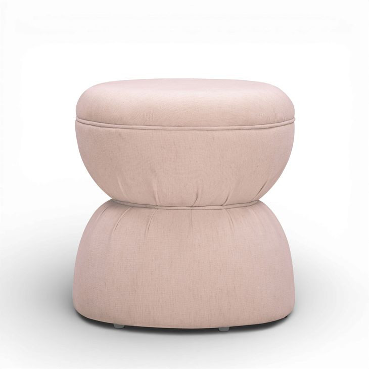 Tomlin Light Pink Performance Chenille Upholstered Round Game Ottoman