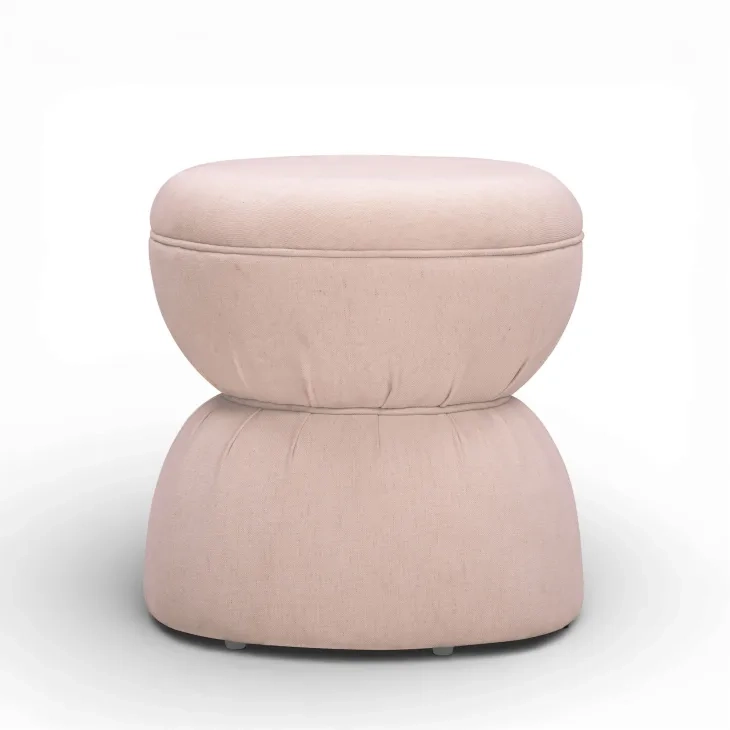 Tomlin Light Pink Performance Chenille Upholstered Round Game Ottoman