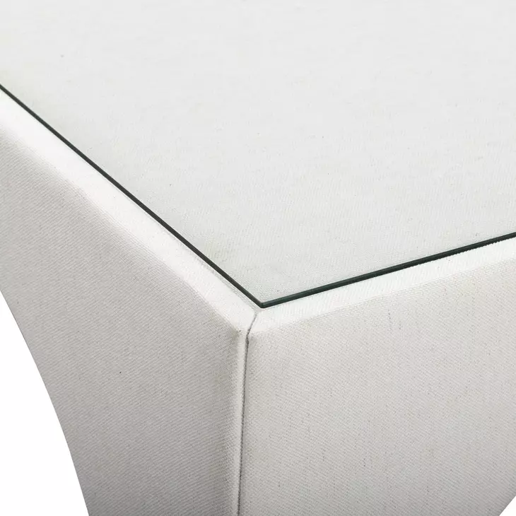 Tomlin Cream Performance Fabric 35" Square Game Table and Round Ottoman Set of 2