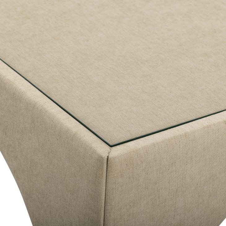 Tomlin Tan Performance Fabric 35" Square Game Table and Round Ottoman Set of 2