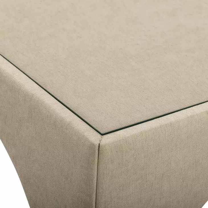 Tomlin Tan Performance Fabric 35" Square Game Table and Round Ottoman Set of 2