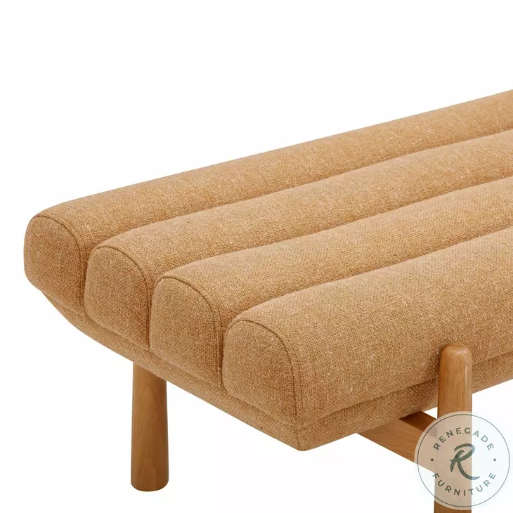 Julianna Sunflower Yellow Heavy Linen Performance Fabric Bench